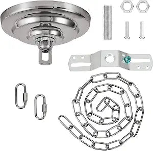 Heavy Duty Light Fixture Canopy Kit 5.3 Inches Diameter & 5.9 Feet Chain Ceiling Mounting Hardware for Pendant Light, Chandelier or Swag Light Fixtures, Chrome
