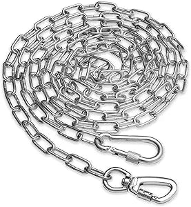 Heavy Duty Dog Chain for Yard-40FT Metal Dog Chain Leash Chew Proof,Long Dog Lead for Outside with Strong Swivel Hook,Outdoor Dog Runner for Camping,Dog Tie Out Cable for Small Medium Dog up to 90LBS