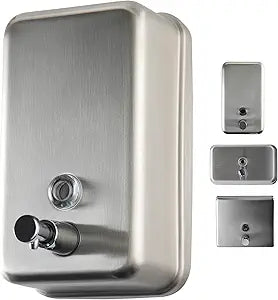 Commercial Soap Dispenser Wall Mount, 304 Stainless Steel & Solid Brass Pump Core, Industrial Grade Hand Soap Dispenser with Corrosion-Proof Lining for Bathrooms & Kitchens, 37oz/1100ml ADA Compliant