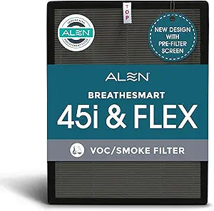 Alen 45i & Flex Replacement Air Filter, VOC & Smoke, B4- VOC/Smoke H13 True HEPA + Carbon Filter for BreatheSmart 45i & Flex Air Purifier- Captures Dust + VOCs & Wildfire & Cigarette Smoke