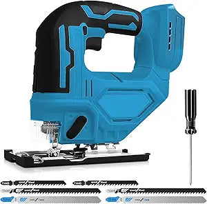 Cordless Jig Saw for Makita 18v Max Battery(Tool Only), Electric Jigsaw Cut Off Tool 400W 2700RPM 45 Beveled Cutting 3 Orbital Setting with 6 Blades for Straight/Curve/Circle Cutting (for Makita)
