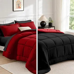 FUANNA Queen Comforter Set 7 Pieces, Reversible Bed Set, Soft Bed in a Bag