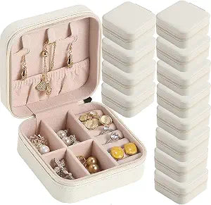 Travel Jewelry Case Bridesmaid Gifts Box,12 Pack Small Jewelry Box Mini Jewelry Organizer,PU Leather Portable Earring Storage Box for Women Girls Bridesmaid Proposal Gifts