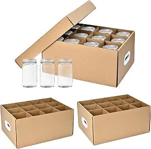 3 Pcs Canning Jar Storage Boxes, Fits 32 oz Regular or Wide Mouth Jars, 12 Cells, Mason Jar Organizer