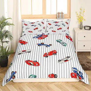 Feelyou Race car Duvet Cover Speed Sports Bedding Set Full Size for Kids