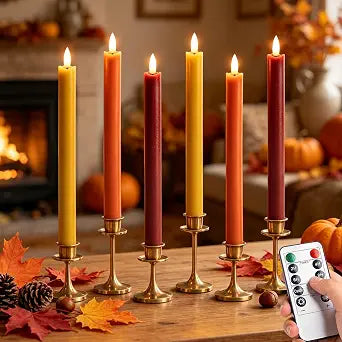 Fall Decorations for Home, Fall Decor, Flameless Taper Candles, Set of 6