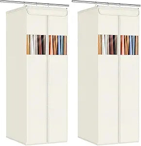 Zilink Clear Garment Bags for Hanging Clothes 54" Large Hanging Garment Bag for Closet Storage with Clear Window Space Saving Garment Storage Bags for Suits, Coats, Dresses, 2-Pack