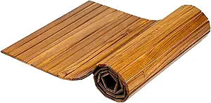 Utoplike Teak Wood Mat for Bathroom Dry Areas, Floor Mat with Non-Slip Rubber Back, Rollable, Fit for Kitchen, Vanity Area, Powder Room, Bath Room Entrance, Entryway Dcor