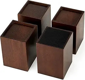 6 Inch Solid Wood Bed Furniture Risers Set of 4, Vintage Color Square Heavy Duty Couch Lifters Brown Wooden Furniture Risers Blocks for Bed Frame, Sofa, Chair, Table, Cabinet, and More