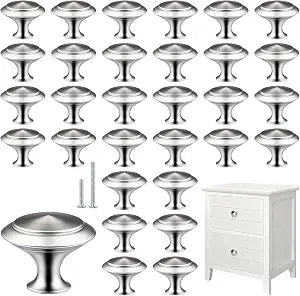 35 Pack Cabinet Knobs, 1-1/4 Inch Brushed Nickel Round Drawer Knobs