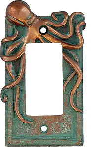 Top Brass Large Octopus/Kraken Electrical Cover Wall Plate Bronze/Verdigris Finish - Single Switch, Double, Rocker, Outlet (Rocker)
