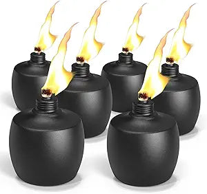 6-Pack Citronella Tabletop Torches, MQKIWAO 21 oz Table Top Torches for Outdoor, Metal Oil Burner Candles, Garden Torches with Fiberglass Wick for Yard, Patio, Deck, Garden, Party, Landscape