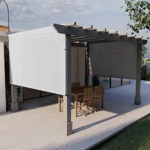 E&K Sunrise 10'Wx16'L Pergola Shade Cover with Weighted Rods & Grommets, Outdoor Sun Shade Cloth Canopy Replacement Cover UV Block for Patio Porch Deck Backyard (Light Gray)