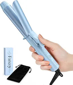 FARERY Mini Curling Iron 1 Inch for Travel, with 3 Adjustable Temp, Blue