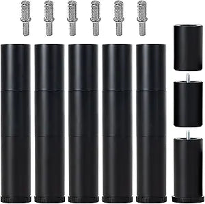 12 Inch Bed Legs Replacement for Adjustable Bed Base Frame, 3 in 1 Screw in Legs, 4 Kinds Threads Contained, Set of 6