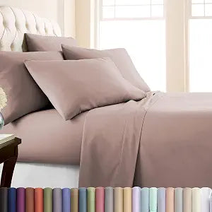 16 Inch Deep Pocket King Sheets Set Soft Premium Microfiber Muted Mauve