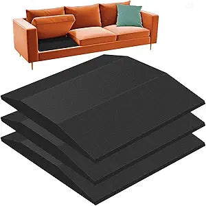 22" x 22" x 2.4" Set of 3 Black Trapezoidal Sofa Cushion Support, High-Density Foam, Sagging Repair, Replacement for Inserts to Raise Couch Seats