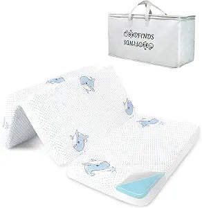Trifold Pack and Play Mattress, 38"x26" Breathable High Density Soft & Firm Memory Foam Pack N Play Mattresses Pad, Foldable Mattress for Pack N Play with Carrying Bag & Washable Cover