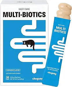 Cat Probiotic Supplement, Lickable Digestive & Gut Health Support, 30 Tubes | Multi-Strain Probiotics, Constipation, Diarrhea & Gas Concerns, Chicken Flavor, Squeezable Tubes Cats Enjoy Like Treats