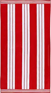 Superior Cotton Cabana Striped Beach Towels, Colorful Towels for Adult, Kid, Pool, Swimming, Sand, Travel, Large Oversized, Absorbent, Fast Drying, Bath Basics, Cabana Collection, 1 Piece, Red