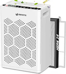 DAYETTE Air Purifiers for Home Large Room Up to 2400 Ft┬▓ with HEPA 14 Filter, Pet Air Purifier with Washable filter for Bedroom with Fragrance, Air Cleaner for Smoke Dust Pets Hair Odor, Pearl White