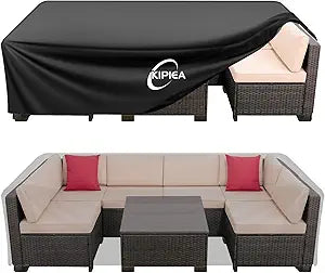 Kipiea Outdoor Furniture Covers Waterproof, 420D Heavy-Duty Patio Furniture Set Covers, No Tears Anti UV No Fading (95" L x 72" W x 40" H)