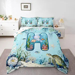 Erosebridal Cute Blue Axolotl Bedding Set Full for Kids Boys Girls