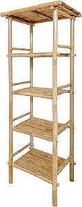 ZEW Handcrafted 5-Tier Bamboo Free Standing Storage Bookcase Shelf