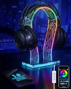 OAPRIRE Acrylic RGB Headphone Stand for Desk with Many Light Modes & Colors