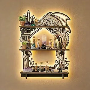 Dragon Decor, Fantasy Decor, Trinket Shelf, Dragon Light, Wall Art Gift