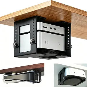 8-Level Height Adjustable Metal Under Desk Mini PC Mount Bracket