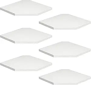 Fun Memories Corner Shelf Wall Mount, Floating Corner Shelves, Set of 6 Corner Wall Shelf Organizer, Rustic Wood Wall Storage Display Shelves for Living Room Bedroom Bathroom Kitchen, Rustic White