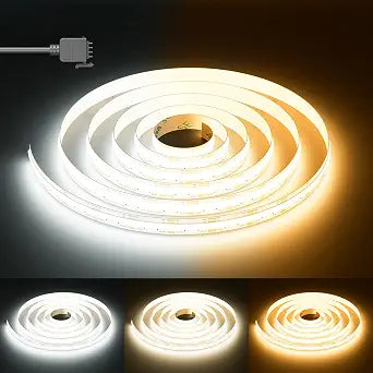 PAUTIX COB LED Strip Light White CCT Tunable 6400LEDs,CRI90+ 32.8ft/10m Dimmable 2700K-6500K 24V LED Tape Light,for Under Cabinet Bedroom Kitchen TV Mirror DIY Lighting(Adapter & Dimmer NOT Included)