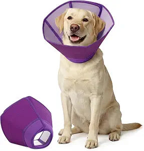 Adjustable Large Dog Cones to Stop Licking, Soft Surgery Shield Healing Cone Alternative to E Collar, Comfortable Protective Guard for Wound Recovery, Elizabethan Collar, Purple, Size XL