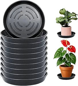 10 Pack Plant Drip Trays, 11inch Heavy Duty Plastic Plant Saucer, Plant Pot Saucers Bulk, 1.5'' Deeper Plant Plates to Catch Water Durable Flower Pot Plant Saucer for Indoors Outdoor Use