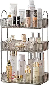 shuang qing 3 Tier Bathroom Counter Organizer Countertop Storage, Cosmetics Skincare Shelf Organizer, Makeup Organizer Perfume for Dresser Vanity Tray, Spice Rack Organizer for Kitchen - Gray