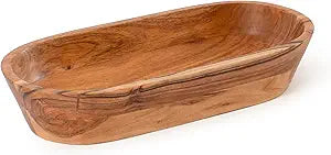 Wooden Dough Bowl  Handmade Decorative Bowls for Home Decor, Bathroom, Kitchen Counter & More - Acacia Wood Large Dough Bowl Fits Cosmetics, Keys & Other Knick Knacks  Great Boho Home Decorations