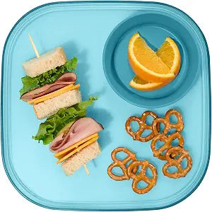 Madesmart Dipware Reusable Dining Plate/Serving Tray for Appetizers and Snacks, Food-Safe Appetizer Serving Platter with Removable Dip Bowl, Turquoise