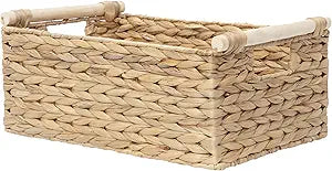 Rectangle Water hyacinth wicker storage basket Organizer(Medium)