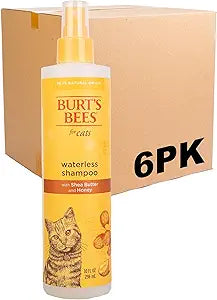 Burt's Bees for Pets Waterless Cat Shampoo Spray Shea Butter and Honey No-Rinse Cat Dry Shampoo Gentle Cleaning pH Balanced No Harsh Detergents Made in USA 10 FL OZ 6 Pack Cruelty Free Grooming