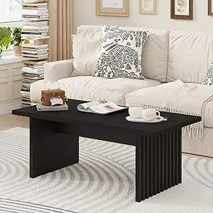 BON AUGURE Black Coffee Table, Modern Coffee Tables for Living Room, Wooden Center Table, Living Room Tables for Home, Office (Black Oak, 43Inch)