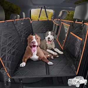 Premium Truck Seat Cover for Dogs with Hard Bottom, Odor-Free 900D Heavy-Duty Back Seat Extender for Pets, Split Design, Waterproof Pickup Truck Hammock for Ford F150/F250, Silverado, Ram, GMC