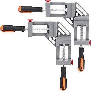 ZOENHOU 2 PCS Right Angle Clamp, 90 Degree Double Handle Corner Clamps with Adjustable Swing Jaw, Aluminum Alloy Wood Clamps Jig Tools For Woodworking Picture Framing