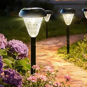 Solar Pathway Lights Outdoor, 8 Pack Solar Walkway Lights with large solar panel for Outside, IP65 Waterproof, Warm White&RGB LED Landscape Lights for Lawn, Yard, Garden, Driveway, Patio Decor