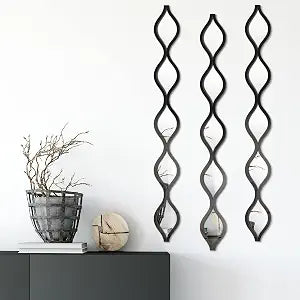 Yulejo 3 Pcs Teardrop Mirror Wall Decor, Narrow Acrylic Black Edge