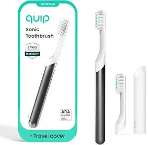 Quip Sonic Electric Toothbrush, Extra Brush Head, Metal Handle, Slate