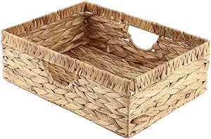 YAHUAN Water Hyacinth Storage Baskets, Hand-Woven Baskets with Built-in Handles Wicker Baskets for Organizing Storage Baskets for Bedroom,Living room,Pantry(Original)