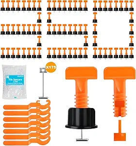 DGSL 350PCS Tile Leveling System Kit, 1/16 Inch Reusable Tile Spacers Leveling System, 7 Wrenches and 175 Steel Wedges 1800PCS Tile Levelers Clips for Walls and Floors Installation