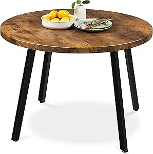Best Choice Products Round Dining Table 35.5, Mid-Century Modern Kitchen Table for 2-4 People, Small Space Apartment Dinette, Wood Top W/Steel Legs - Brown