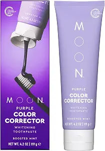 MOON Purple Teeth Whitening Toothpaste, Fluoride Free, Mint, 4.2 Oz